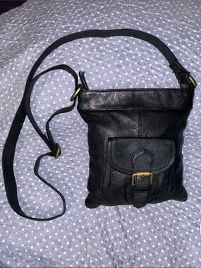 Latico Black Leather Crossbody Satchel Bag Purse